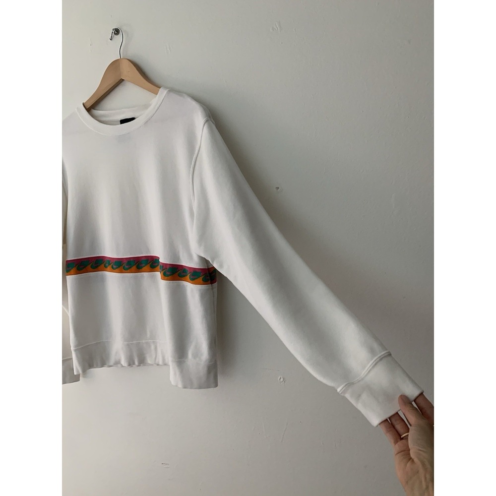 Nike Sportswear "Not A Sample" Crewneck Pullover White Colorful Band XS Oversize - Picture 4 of 9